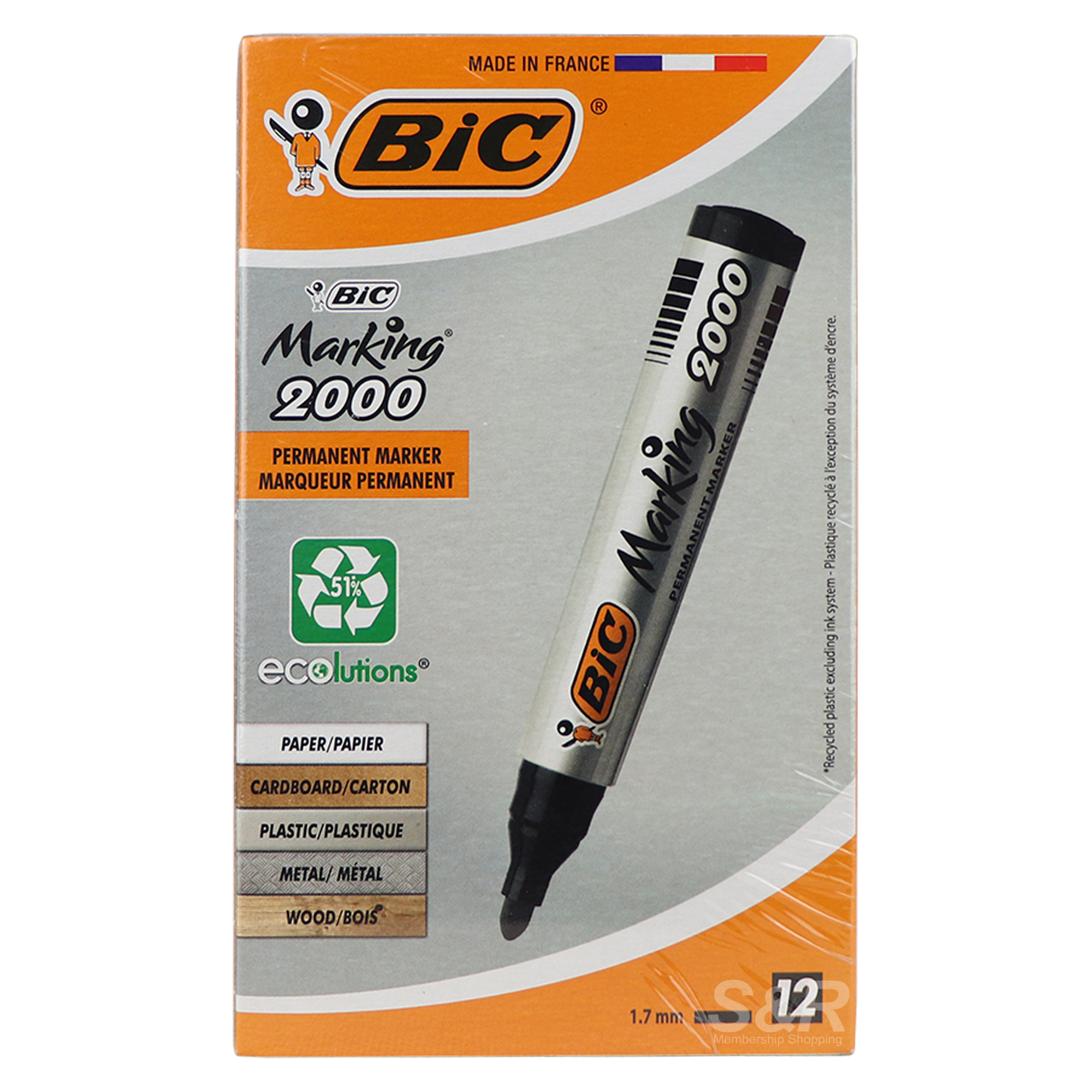 BIC Marking 2000 Bullet Point Permanent Marker 12pcs BIC Marking 2000 Bullet Point Permanent Marker 12pcs